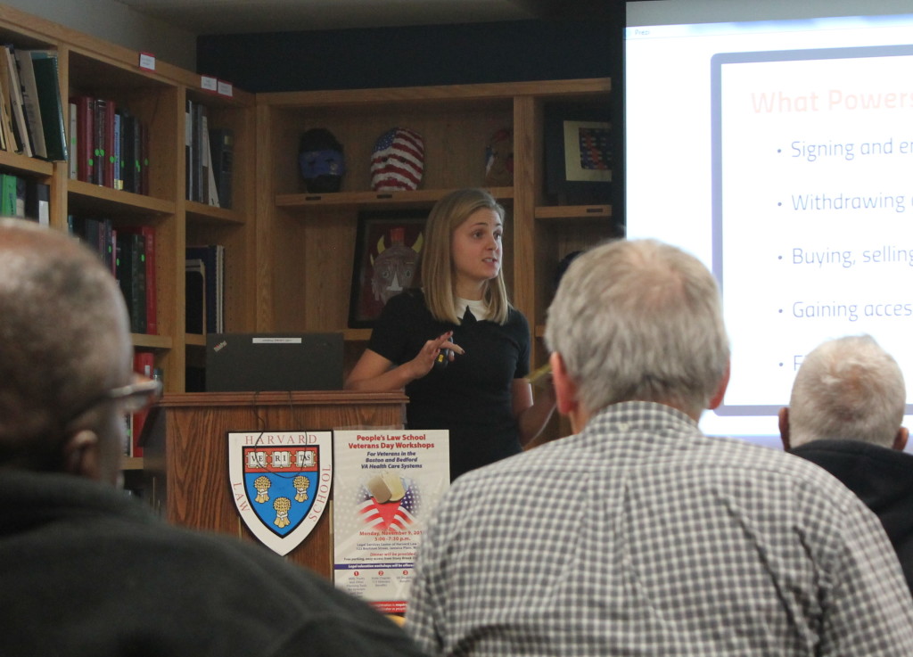 LSC clinic student, Carys Johnson, presents to veterans about estate planning